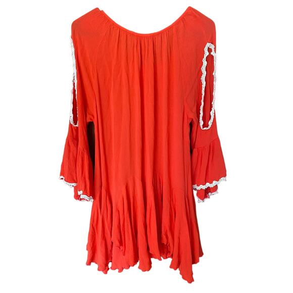 Indigo Soul Medium 100% Rayon Dress Scoop Neck Red - Picture 1 of 5